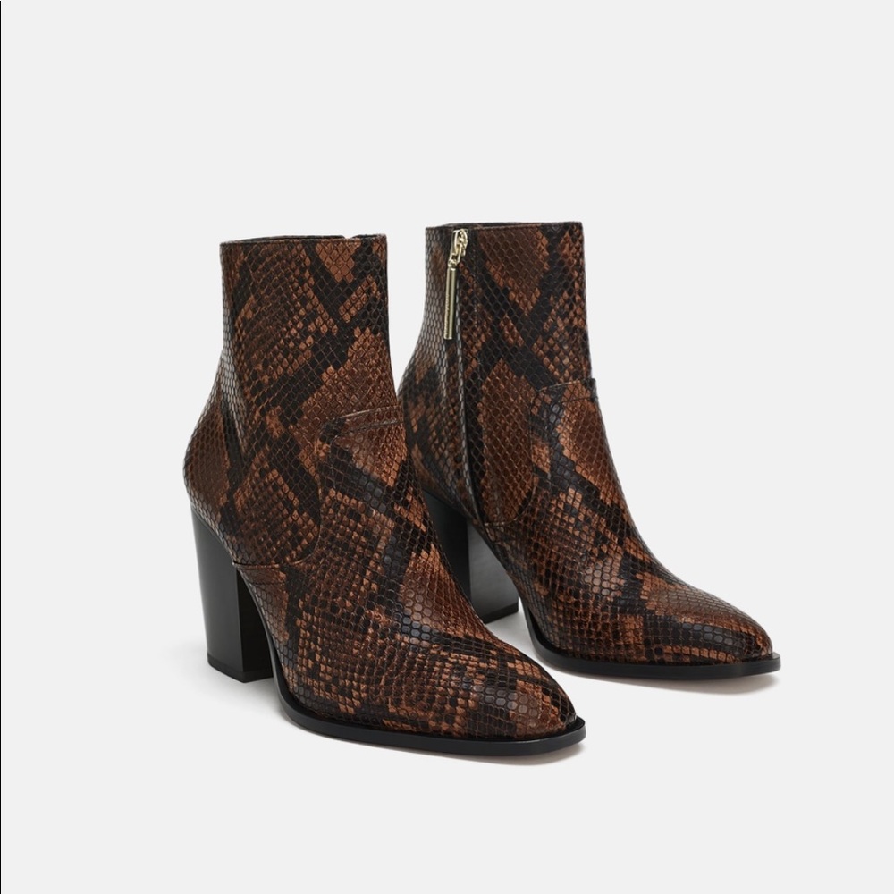 Zara Snakeskin Booties